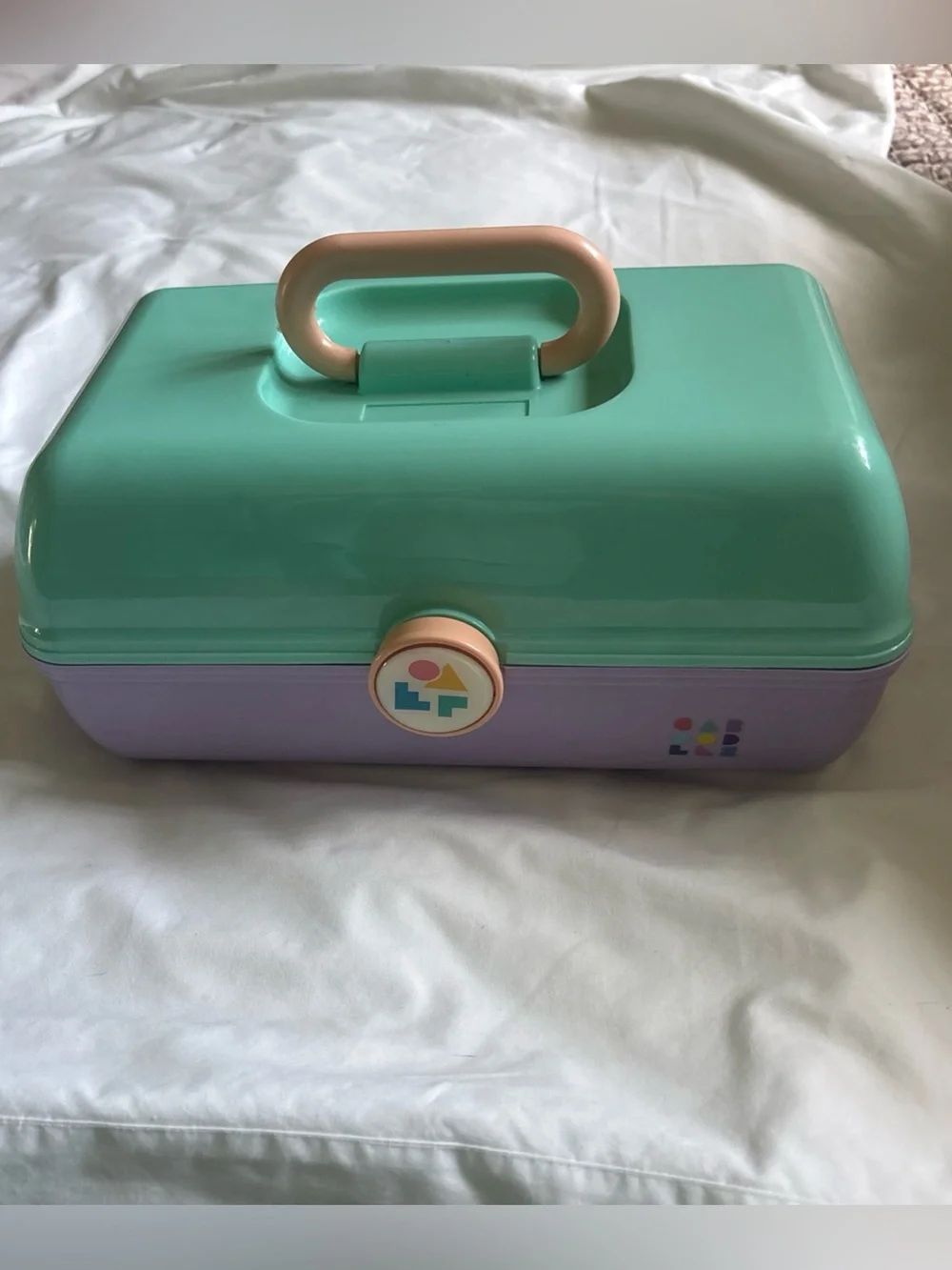 Vintage 90’s Caboodles of California Teal & Purple Makeup Box Case. Made in USA
